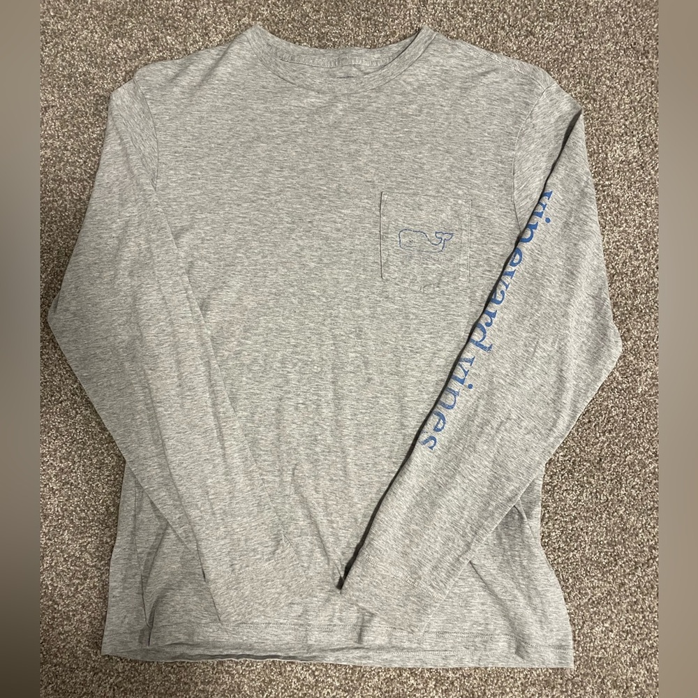 Men’s Medium Grey Vineyard Vines Long Sleeve Logo Tee